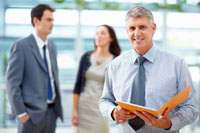 Leader standing in front of employees