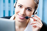 Customer Service woman on the phone - Peter Barron Stark Companies