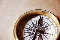 Close up image of a compass