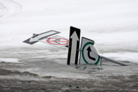 Traffic signs that have been knocked down